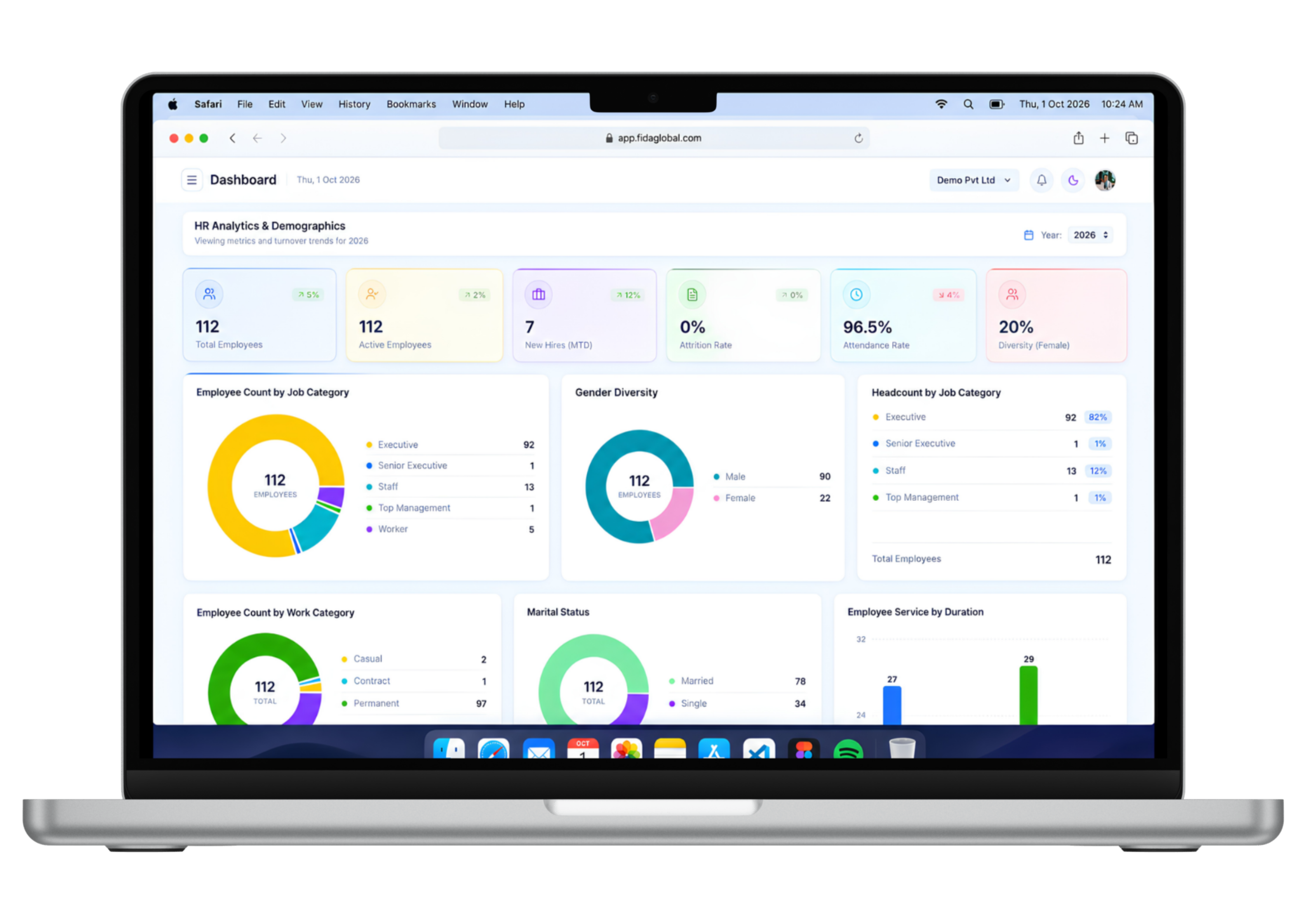 Smart HRIS Dashboard on Laptop