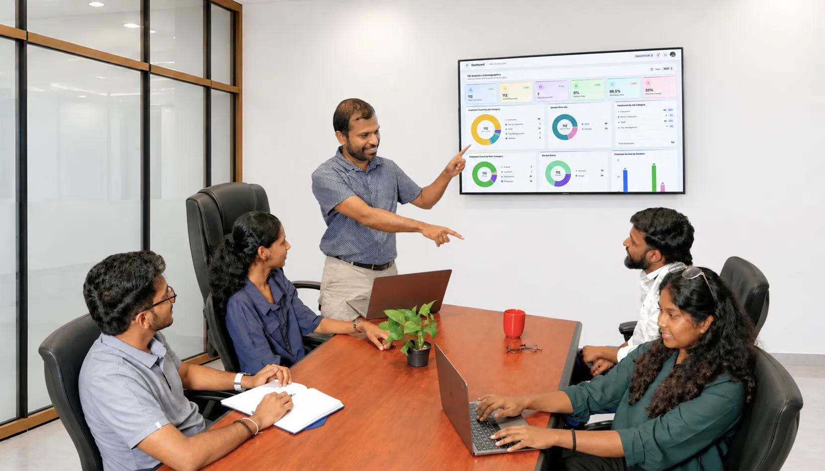 HR Analytics Meeting in a Modern Office